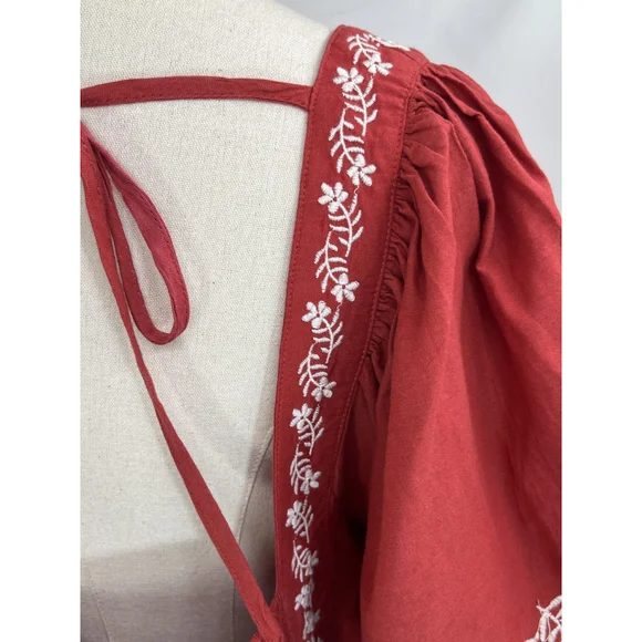 Old Navy‎ Shirt Womens XL Embroidered Floral Peasant Boho Top Short Sleeve - Picture 15 of 15